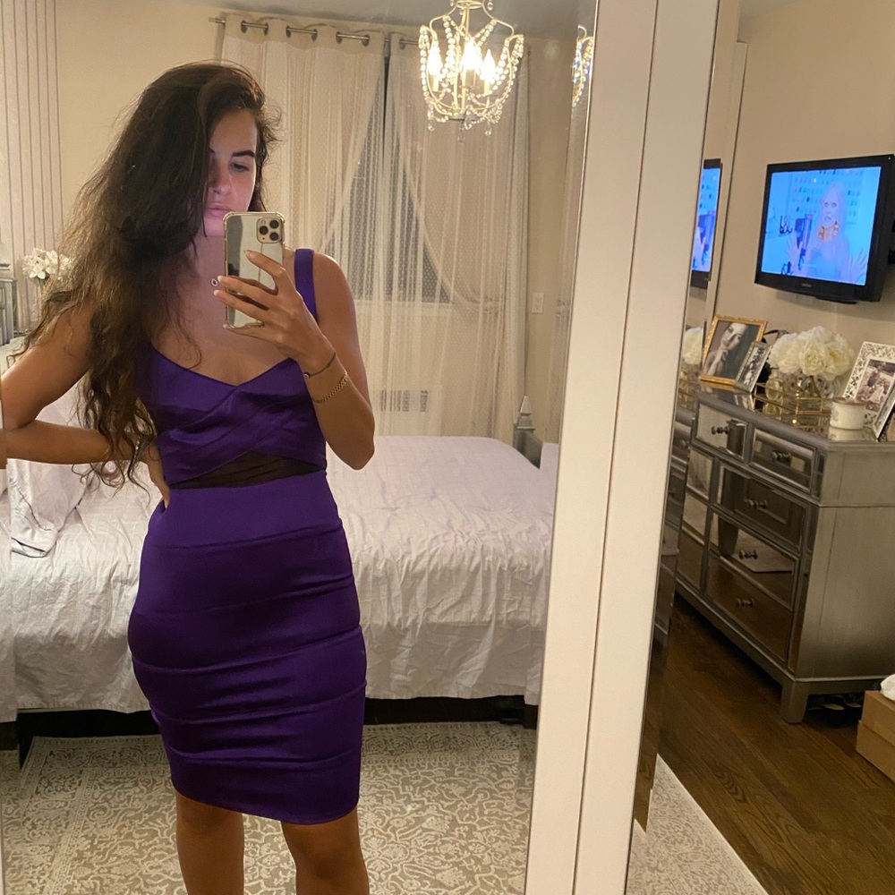 Bebe satin and mesh dress